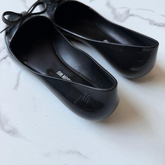 Melissa x Jason Wu Bow Pointed Toe Jelly Flats in Black Size 38 - Picture 6 of 8